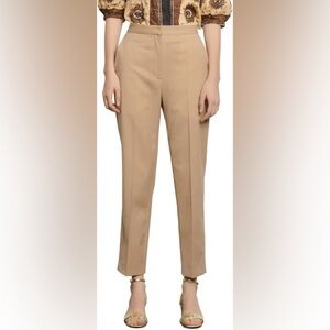 NWT Sandro Paris Women’s High Waisted Trouser E15 Prest Beige Cotton Pants-Sz 42